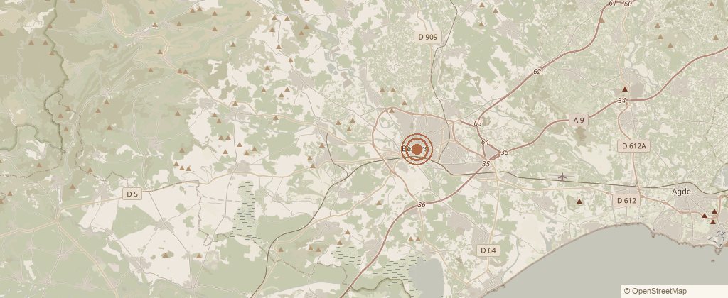 Carte de la zone d'intervention de Mirifique : Béziers et l'Ouest-Hérault